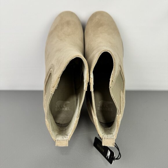 Sorel Joan Uptown Chelsea Waterproof Suede Wedge Bootie Boots Sandy Tan Women 10 - Picture 6 of 13